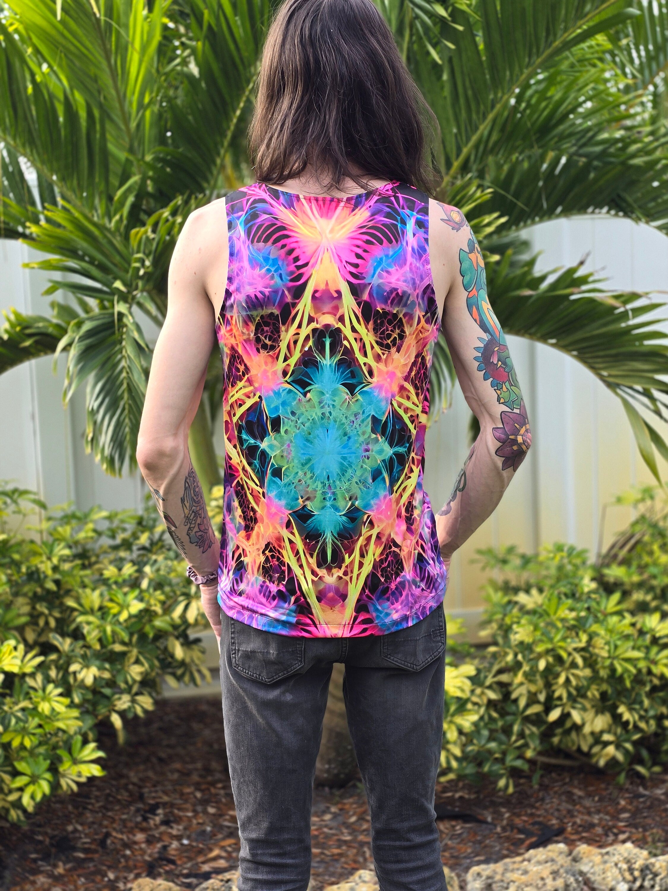 Trippy Diamond Fractal Tank Top: Rave Festival Wear
