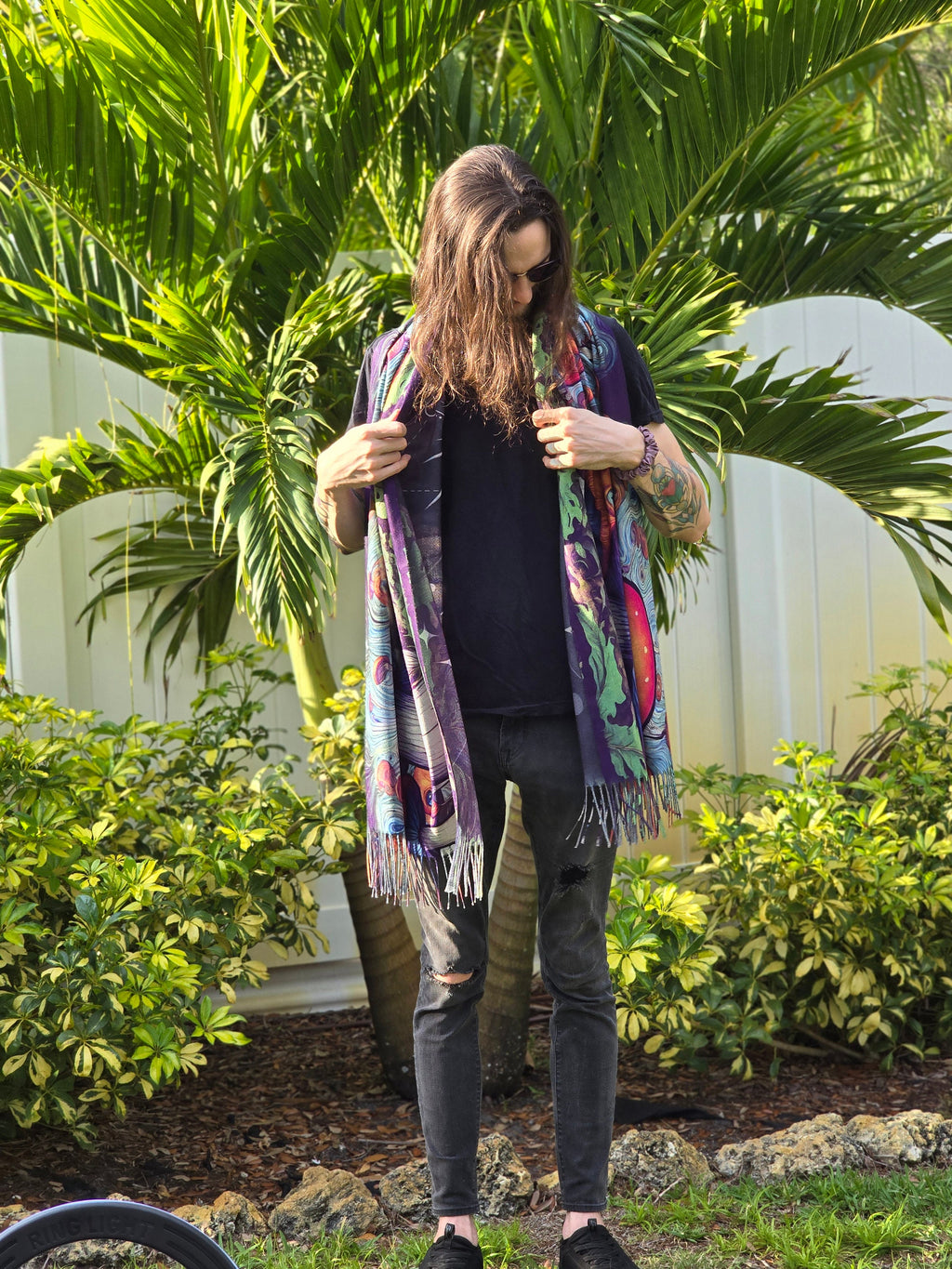 Trippy Eyeball Mushroom Reversible Rave Pashmina - Festival/EDM Shawl - by PLURfect Studios