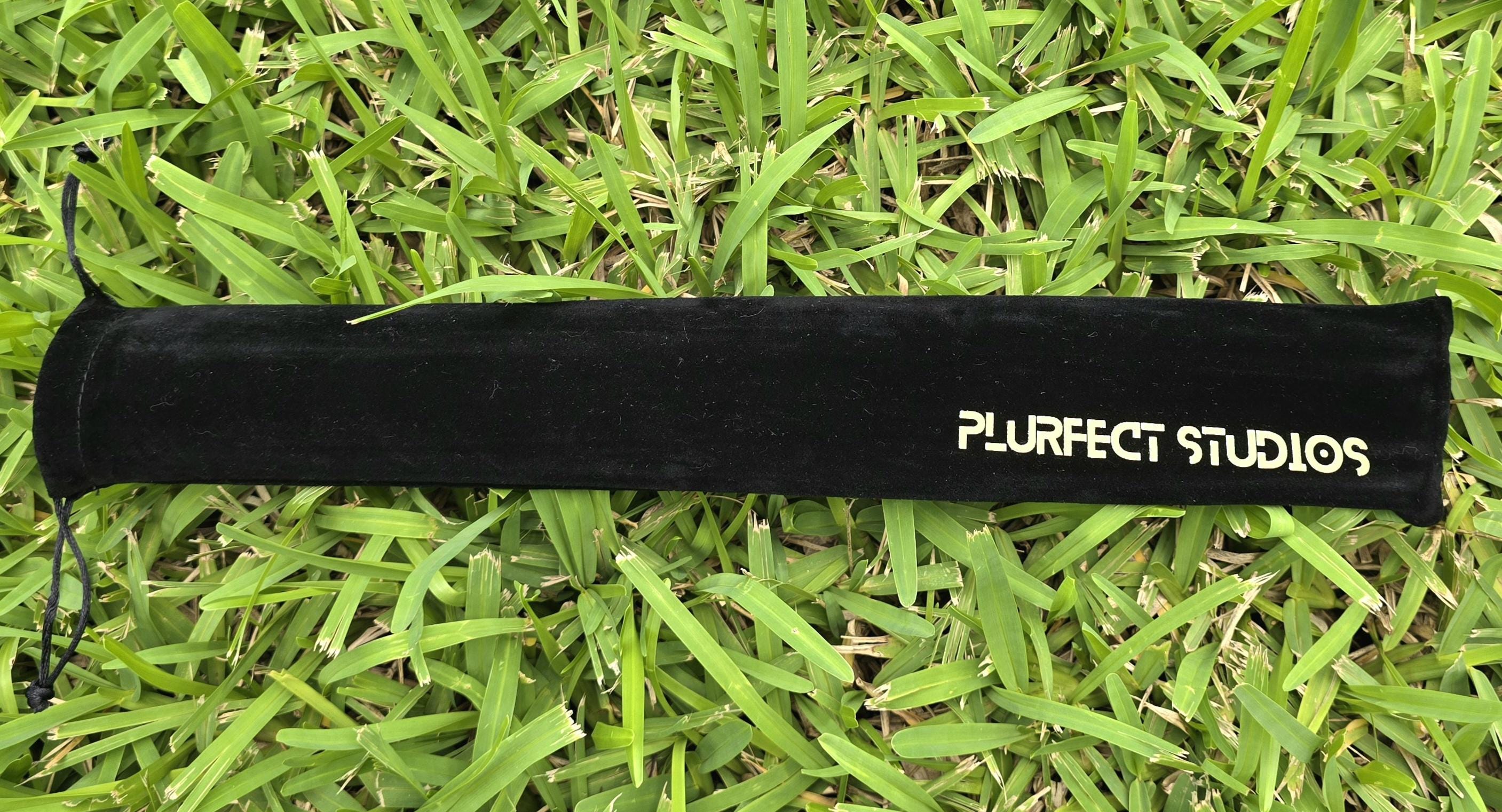 Alien Abduction Rave Hand Fan: Black Bamboo, Velvet Pouch