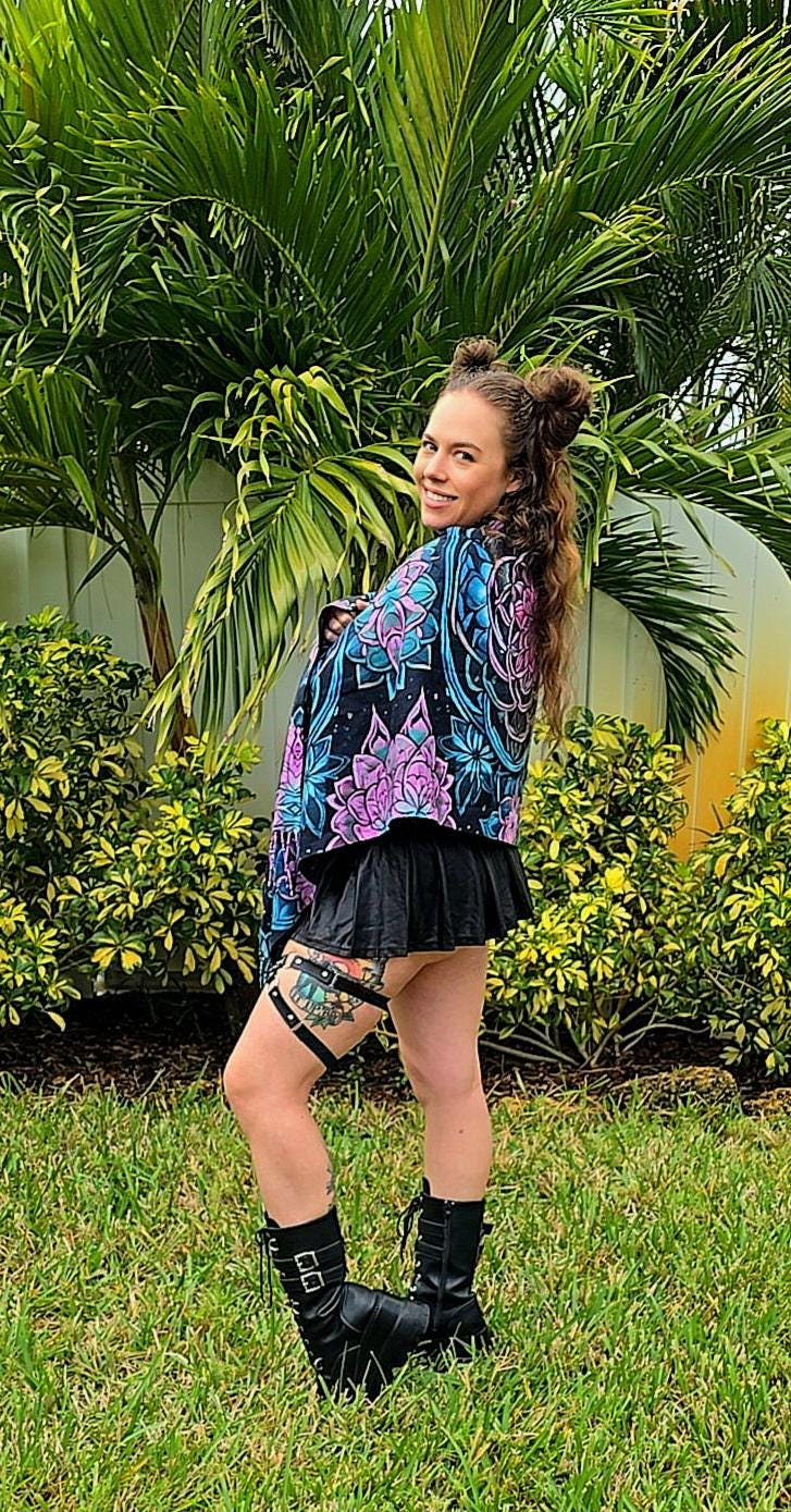 Lotus Flower Mandala Rave Pashmina - Festival Shawl - by PLURfect Studios