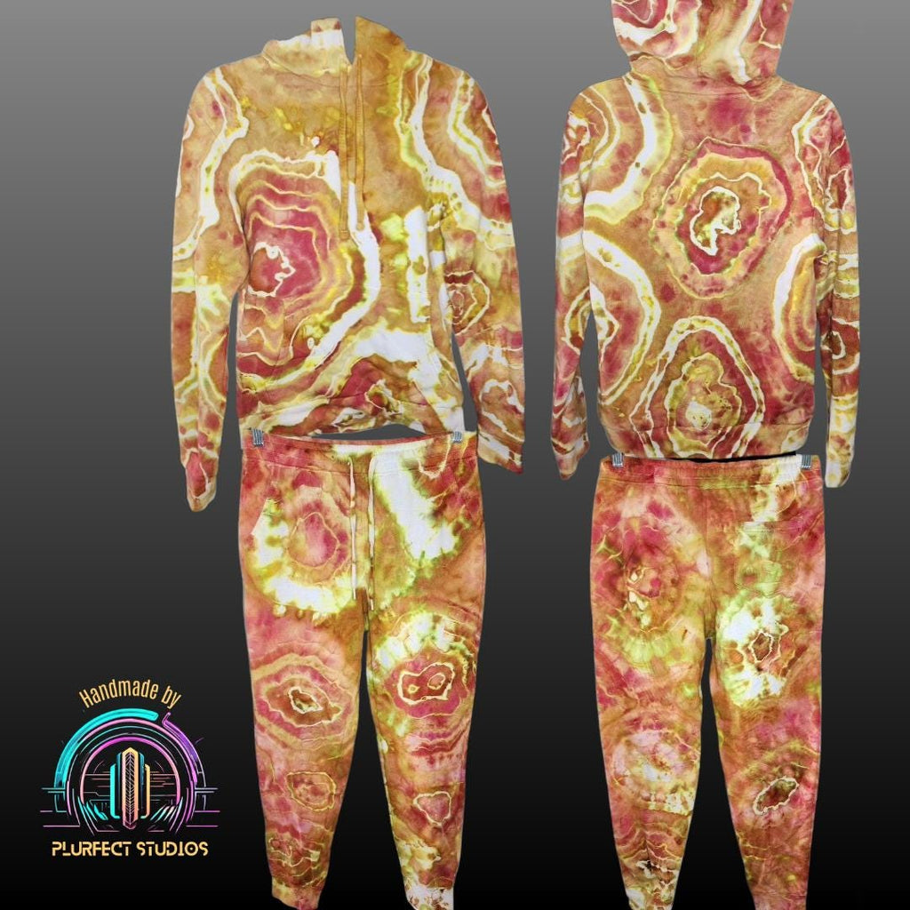 Yellow Agate Geode Tie Dye Hoodie & Sweatpants Set