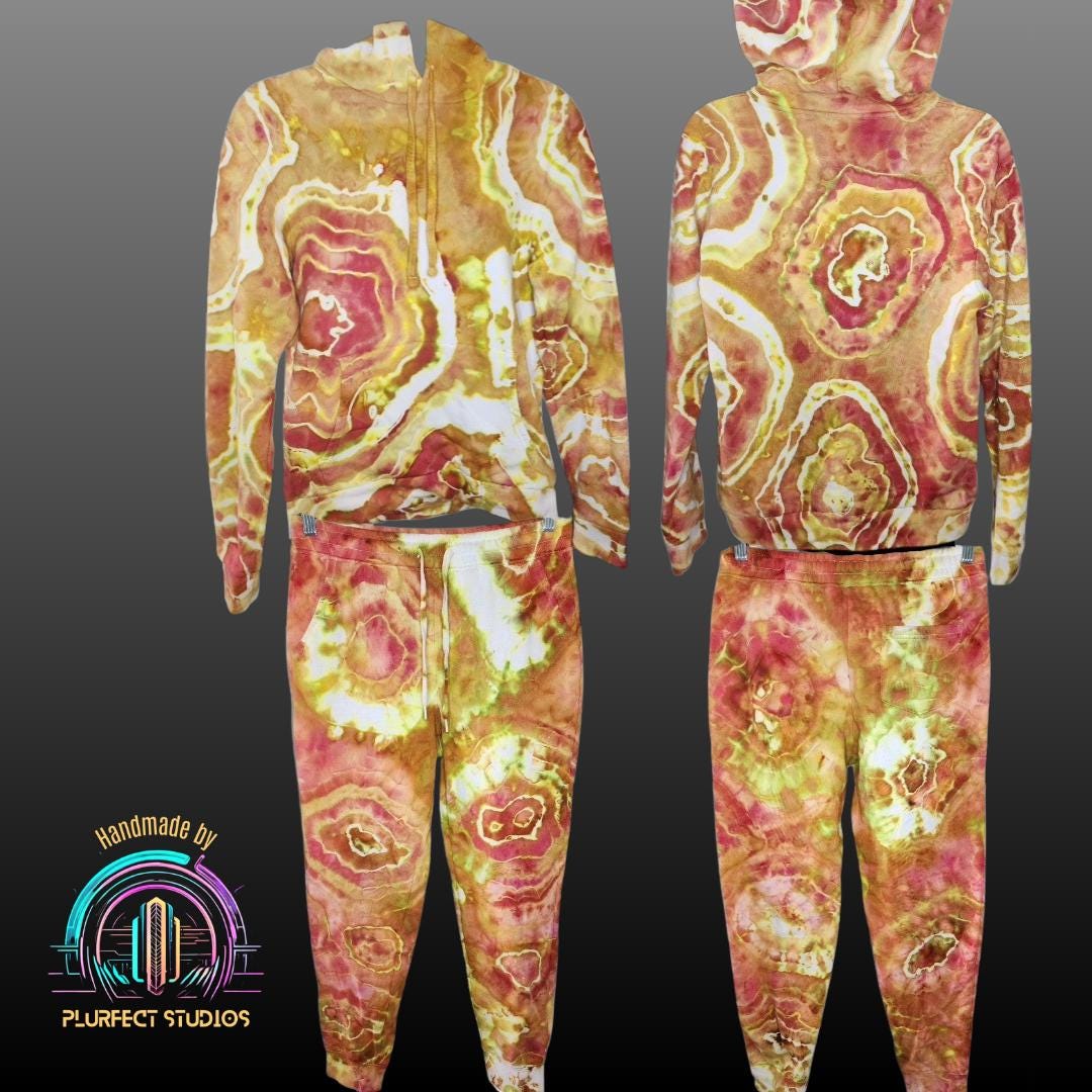 Yellow Agate Geode Tie Dye Hoodie & Sweatpants Set