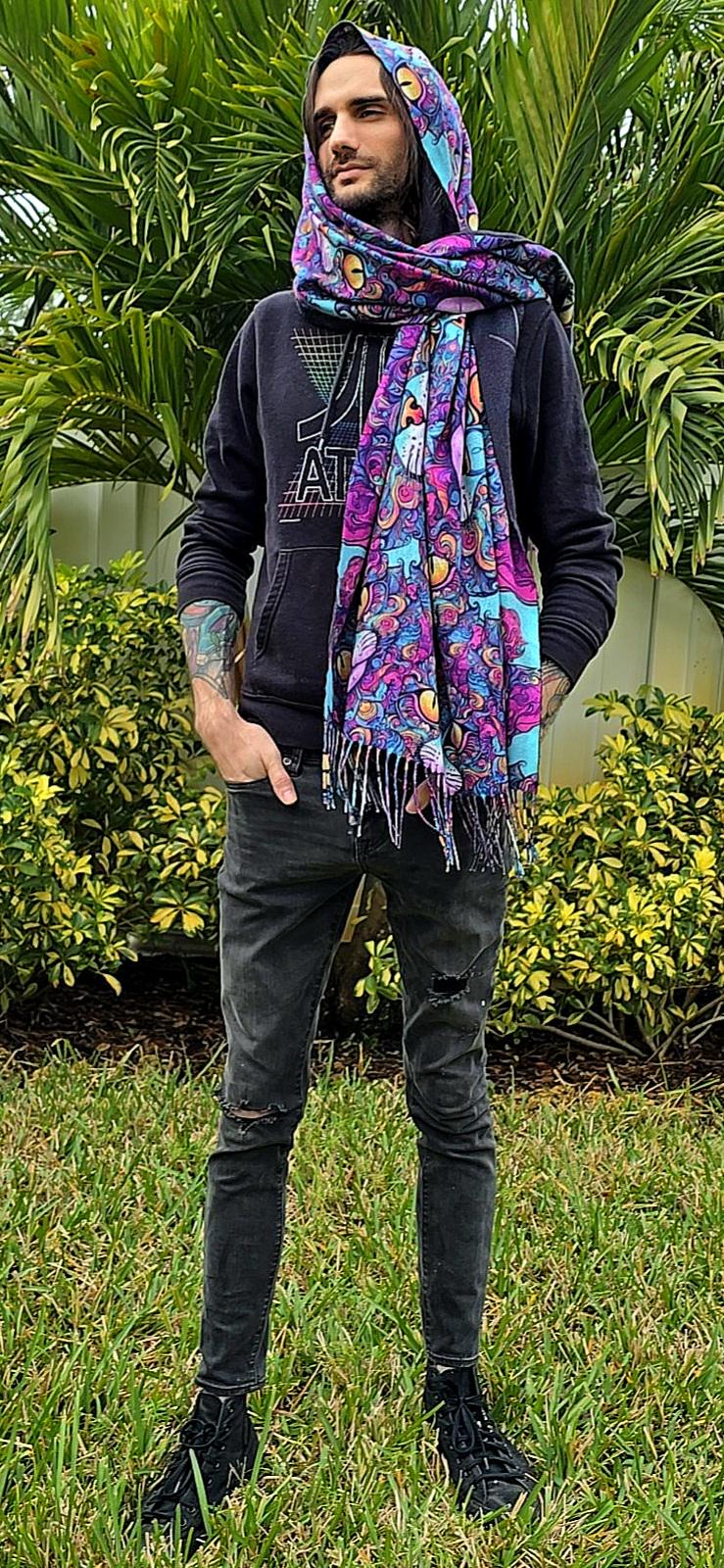 Fractal Cheshire Cat Rave Pashmina - Festival Shawl - by PLURfect Studios