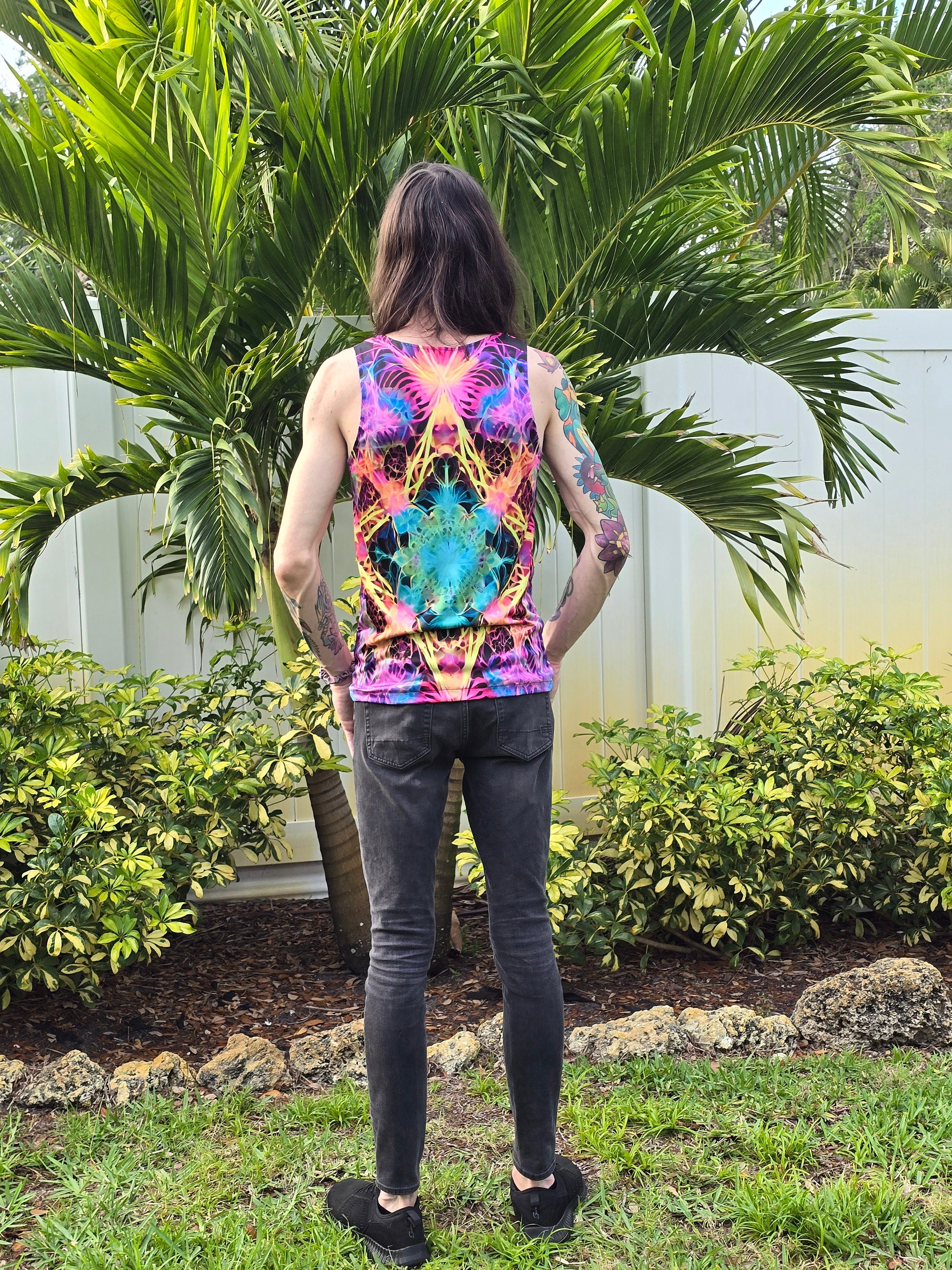 Trippy Diamond Fractal Tank Top: Rave Festival Wear