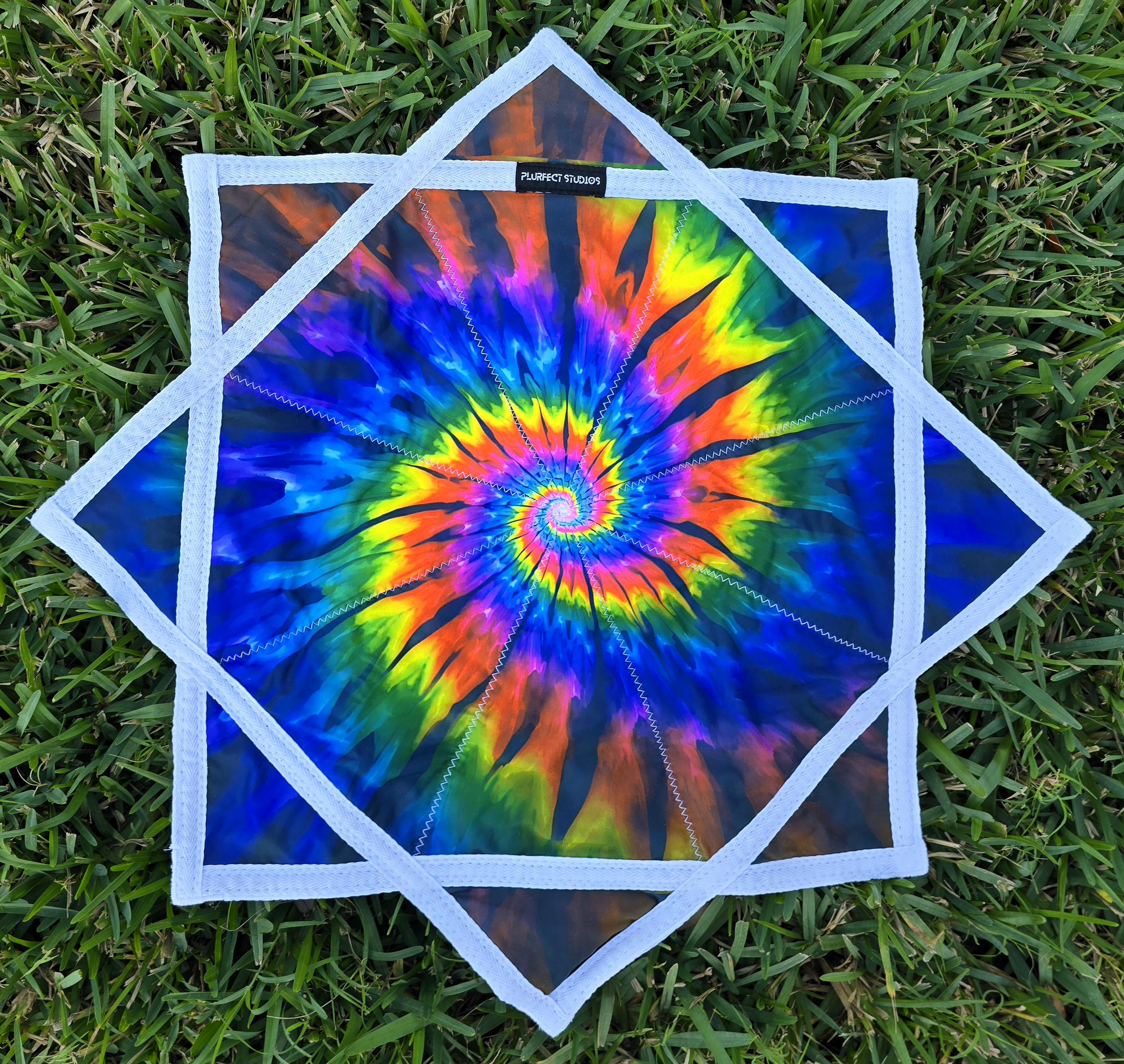 Flowstar - Rainbow Tie-Dye - UV Reactive | Double-Sided | Zig-Zag Stitch - by PLURfect Studios
