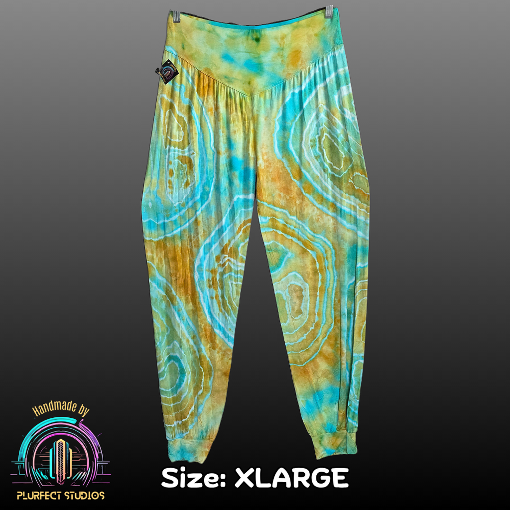 Green Agate Geode Tie Dye Harem Pants