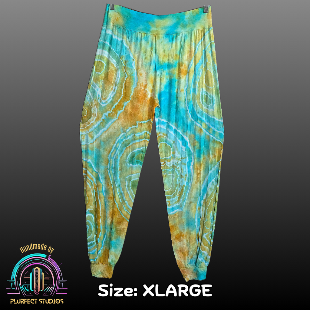 Green Agate Geode Tie Dye Harem Pants