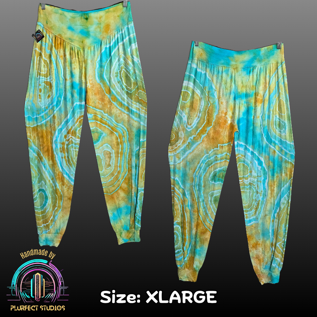 Green Agate Geode Tie Dye Harem Pants