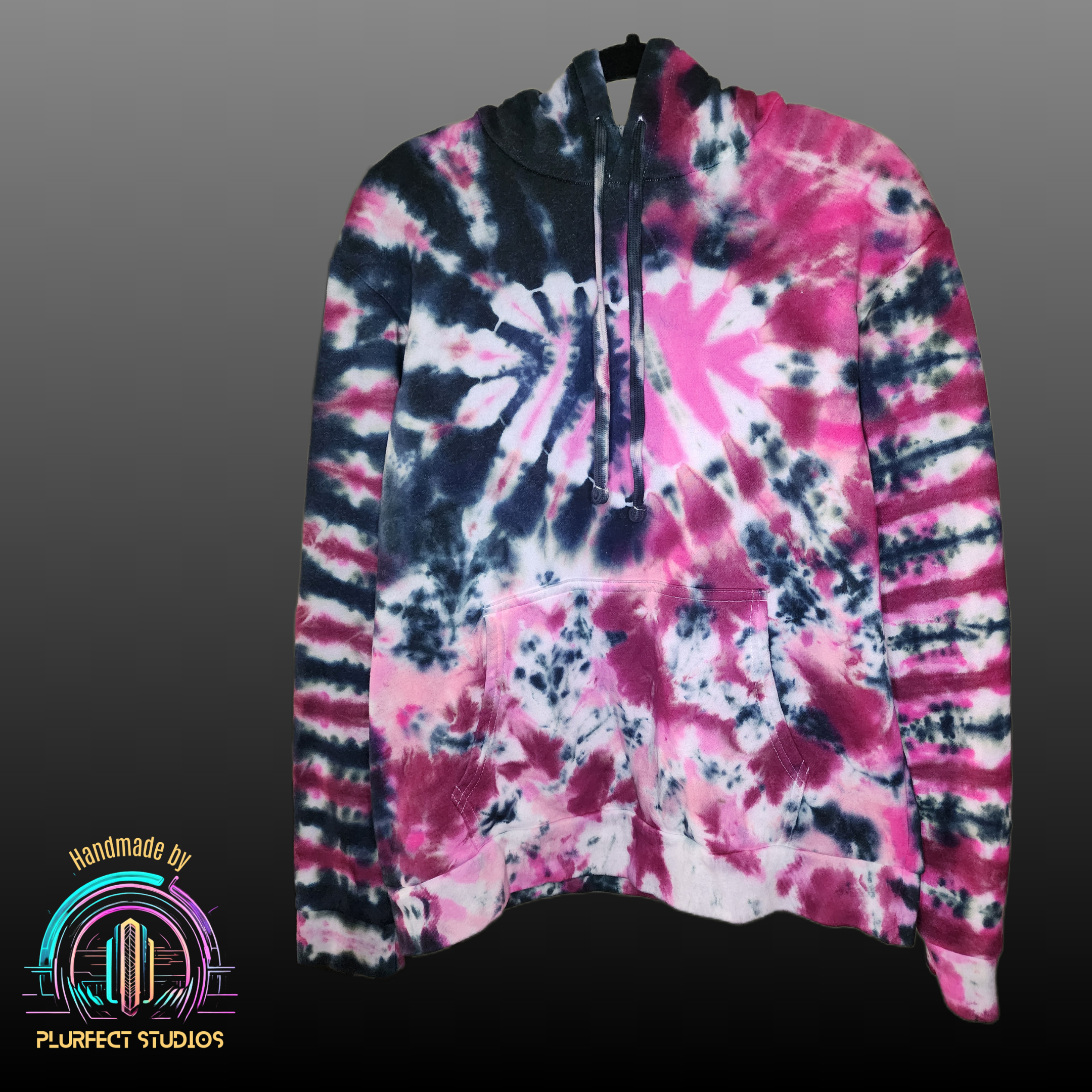 Pink & Black Heart Tie Dye Hoodie Sweatpants Set