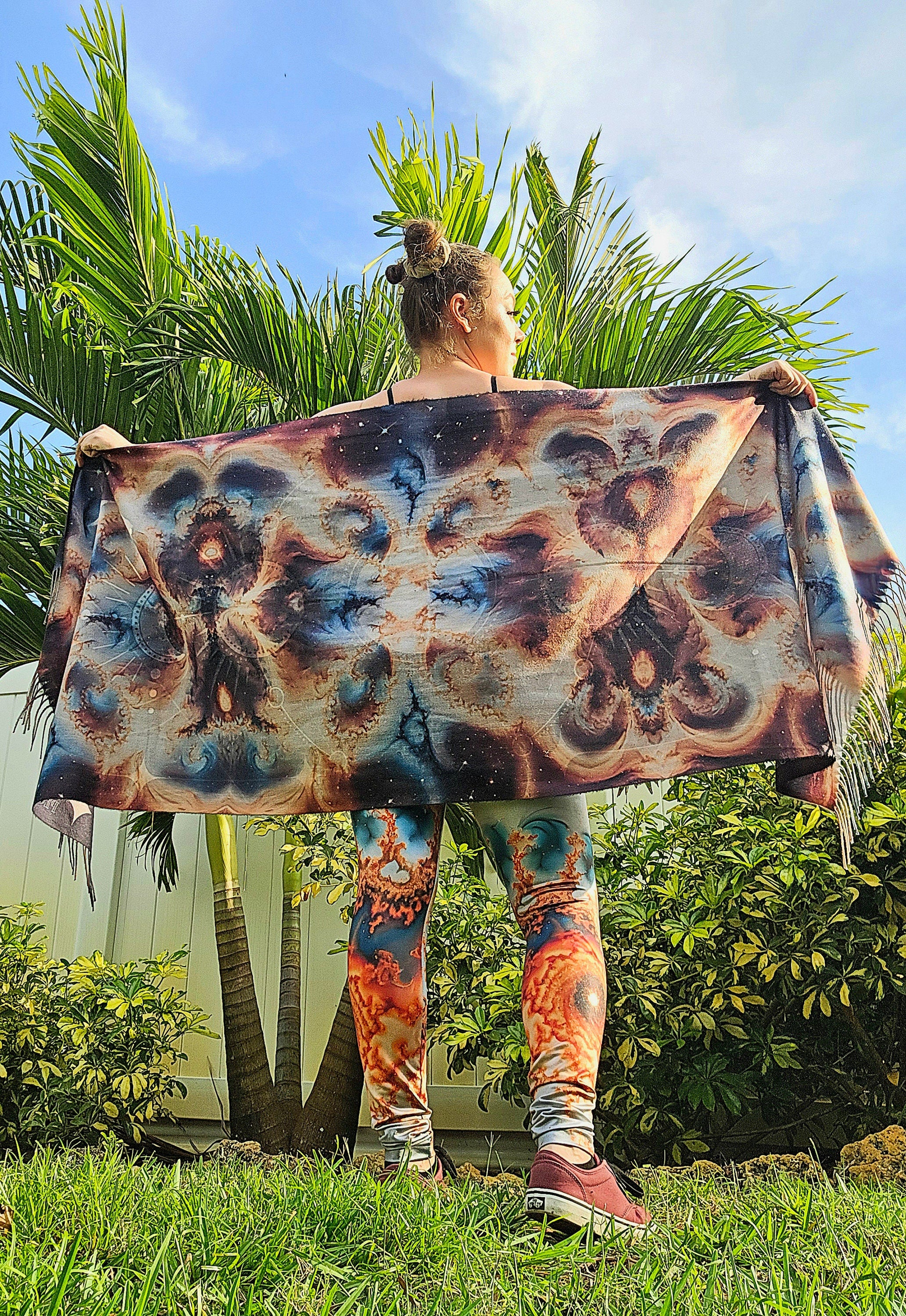 Spiral Galaxy Reversible Rave Pashmina - Festival/EDM Shawl - by PLURfect Studios