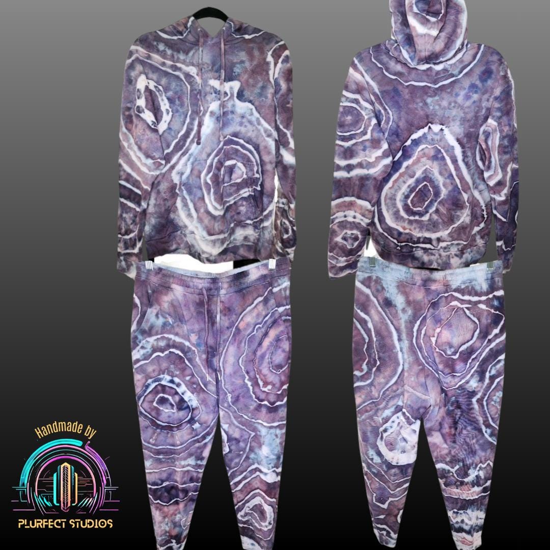 Purple Amethyst Geode Tie Dye Hoodie & Sweatpants Set