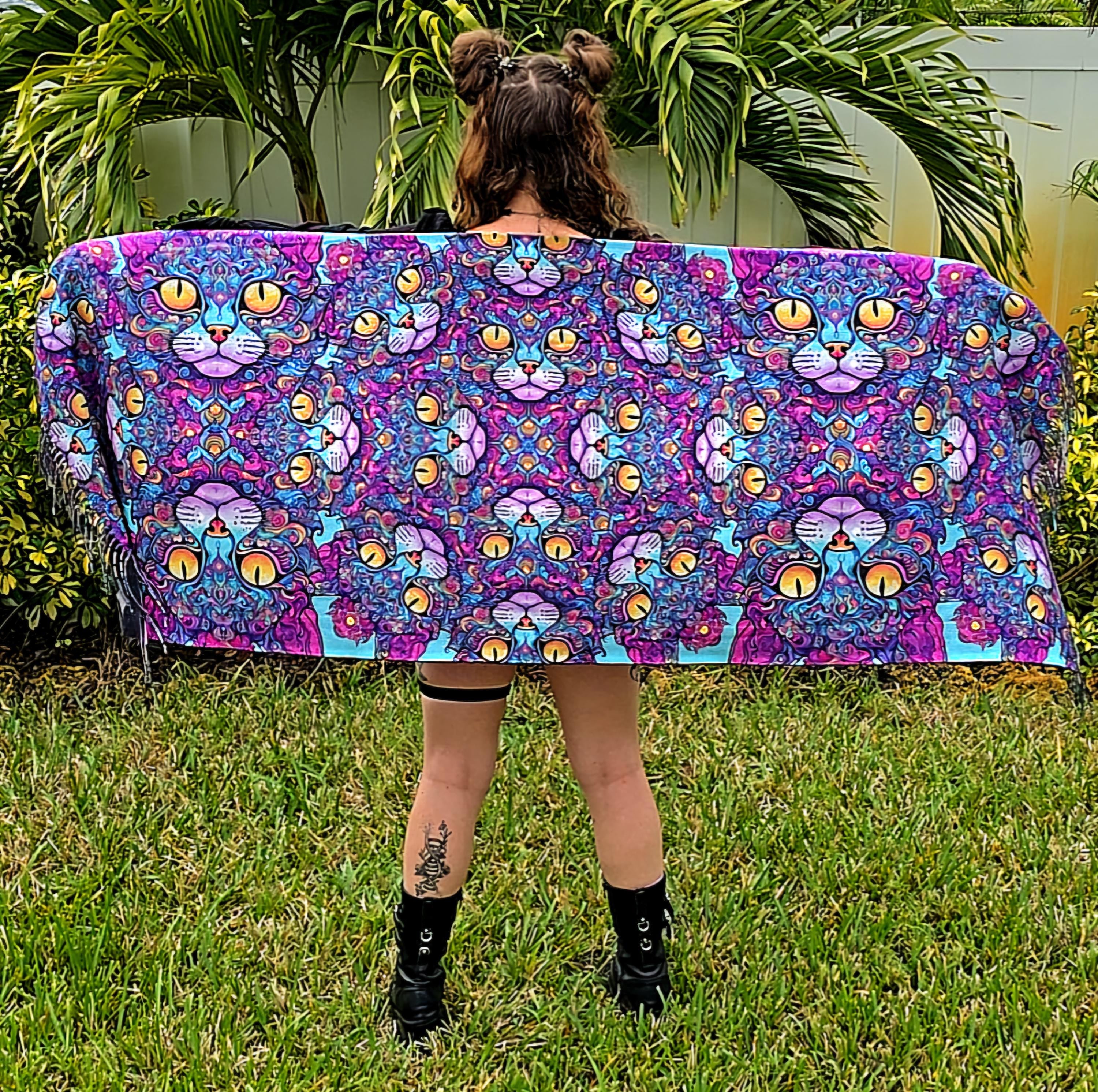 Fractal Cheshire Cat Rave Pashmina - Festival Shawl - by PLURfect Studios